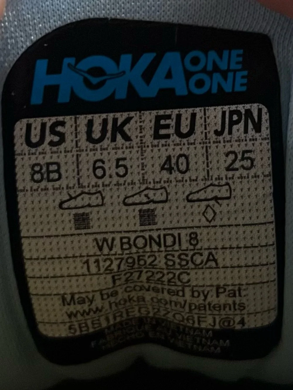 Hoka One One Bondi 8 REFLECTIVE Womens Size 8 (B) Running Shoes Sneakers Blue